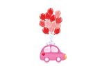 Różowe auto z balonami