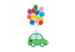Zielone auto z balonami